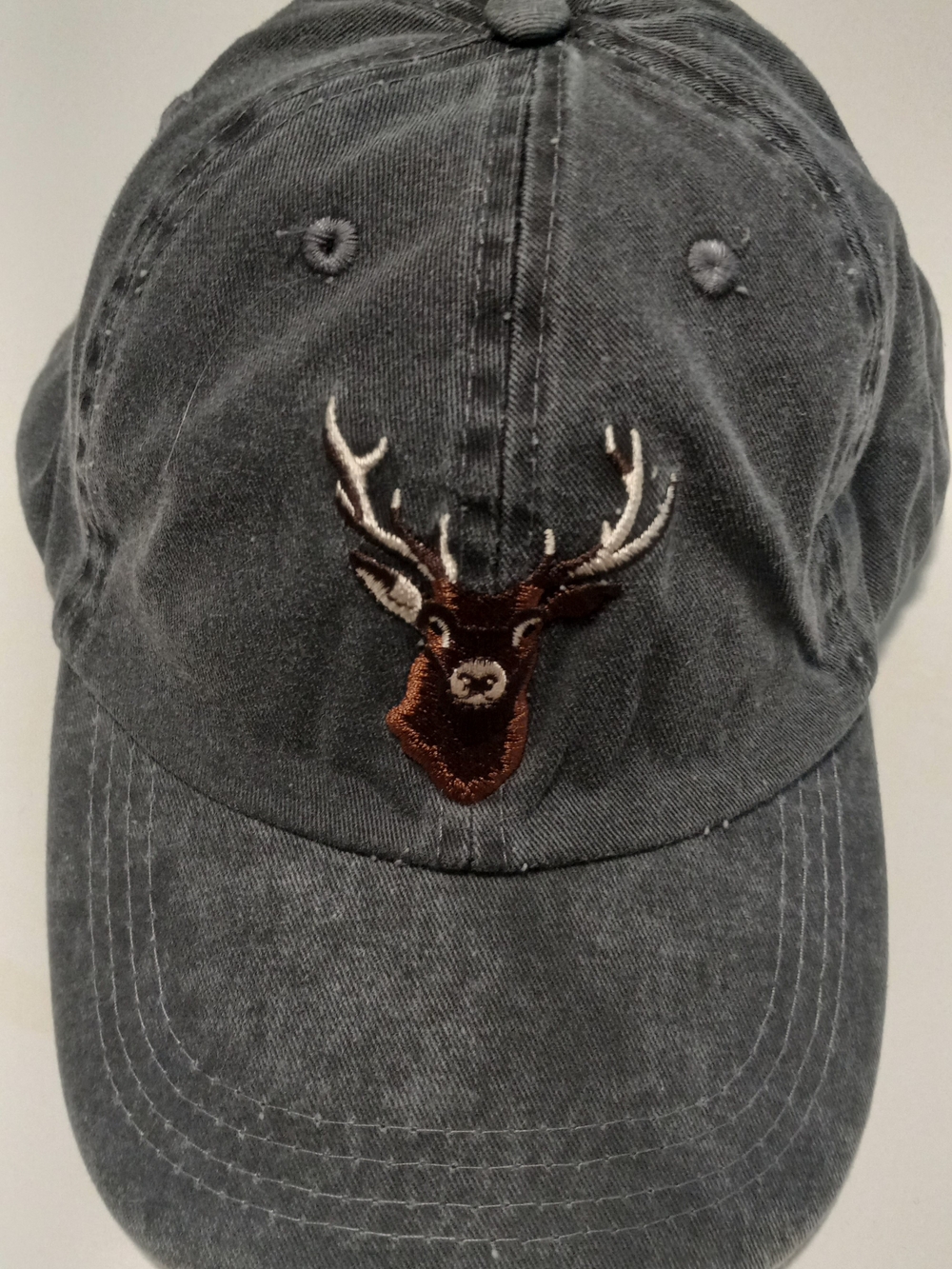 Embroidered Deer Baseball Cap - Charcoal Gray
